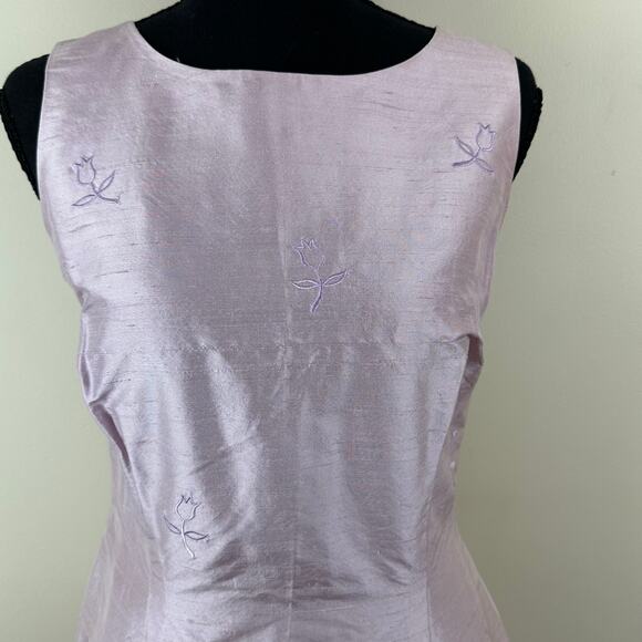 Neiman Marcus Floral Embroidered Silk Sheath Dress Coquette Cottagecore Fairy 6 - Picture 3 of 11